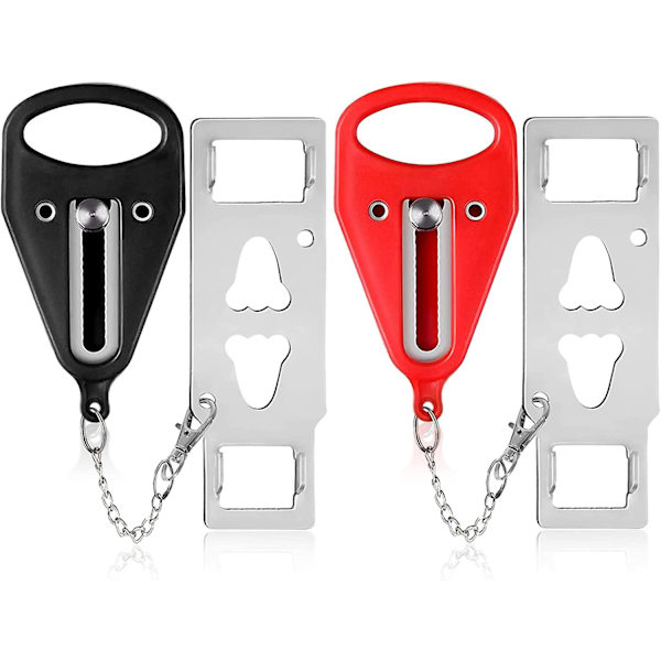 Bärbar Dörrlås - 2-pack Solid Heavy Duty Extra Lås för Extra Sekretess och Säkerhet på Hotell, Lägenhet och för att Förhindra Obehörig Tillträde under Resor