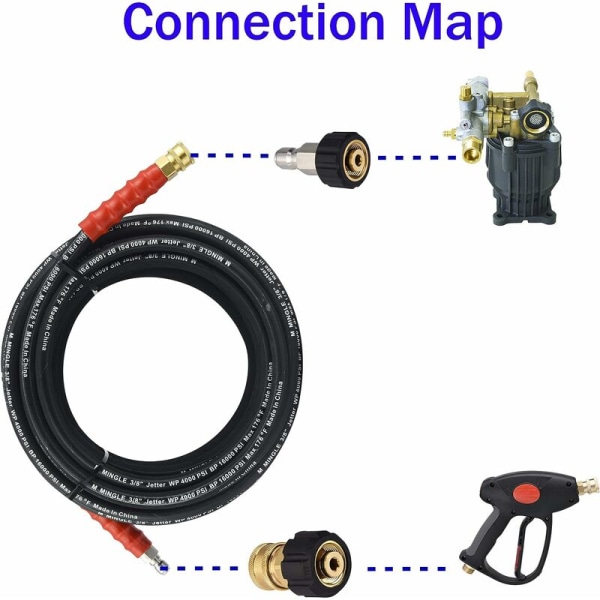 Højtryksrenser slangeadaptersæt M22 til 3/8 Quick Connect til Power Washer slange, 5000 PSI