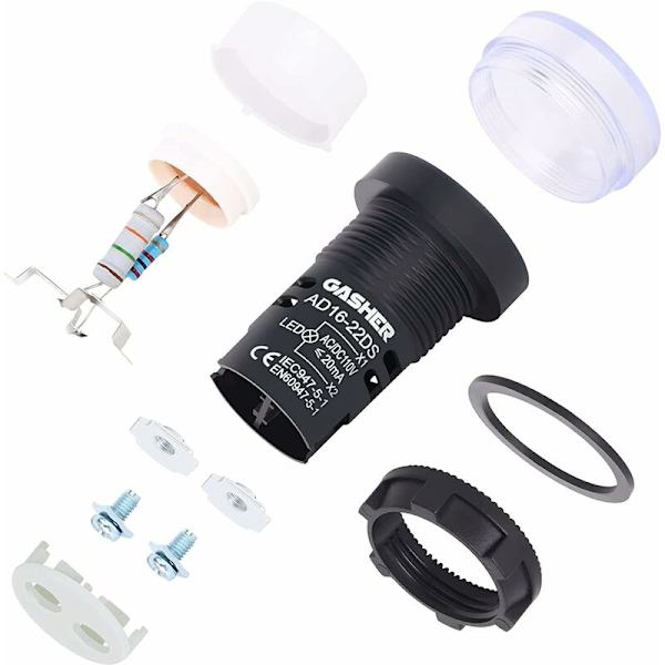 10 kpl LED-merkkivaloja AD16-22D/S - 22 mm 20 mA LED-paneelin upotus (punainen/vihreä/sininen/keltainen/valkoinen??, kumpikin väri 2 kpl)