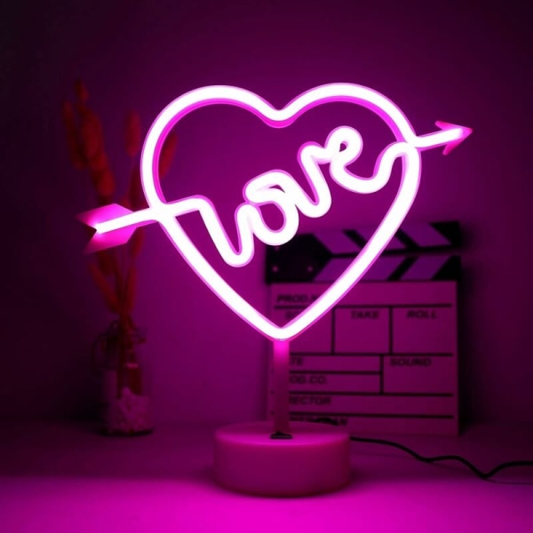 LED Cupid's Bow Neonskylt med hjärta Neonskylt Jul Födelsedag Heminredning - Rosa
