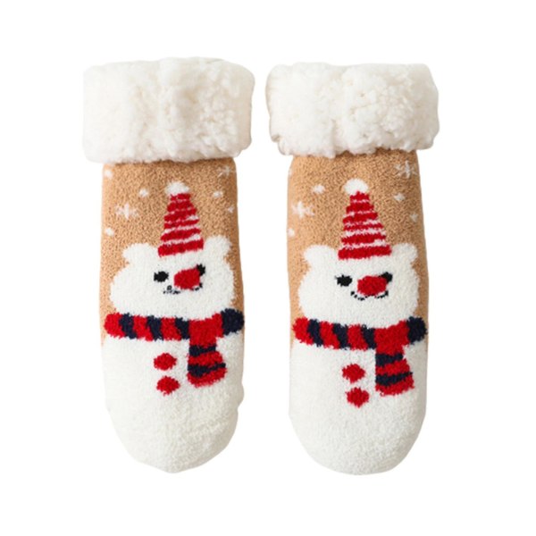 1 par flickor casual fleece strumpor 3d tecknad mönster höst vinter tjocka varma strumpor-4（M，A）