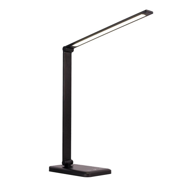 Led bordslampa med trådlös laddare och USB laddningsport, arbetsbordslampa läslampor för kontor, 5 ljuslägen, fullt dimbara nivåer, pekkont.
