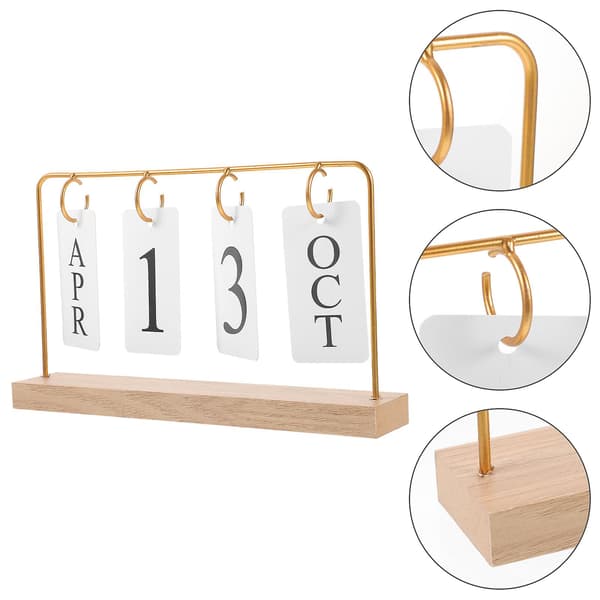 Träskrivbord Evighetskalender Planerare Vecka Datum Visning Kalender Kontor Skrivbord Dekor