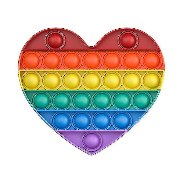 Fidget Popit Hjärta Form Push Bubble Leksak-4（regnbåge）