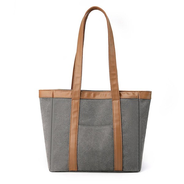 Fashion Tote Canvas Bag Axelväska, Casual Ny Stor kapacitet Wild Solid Color.grey