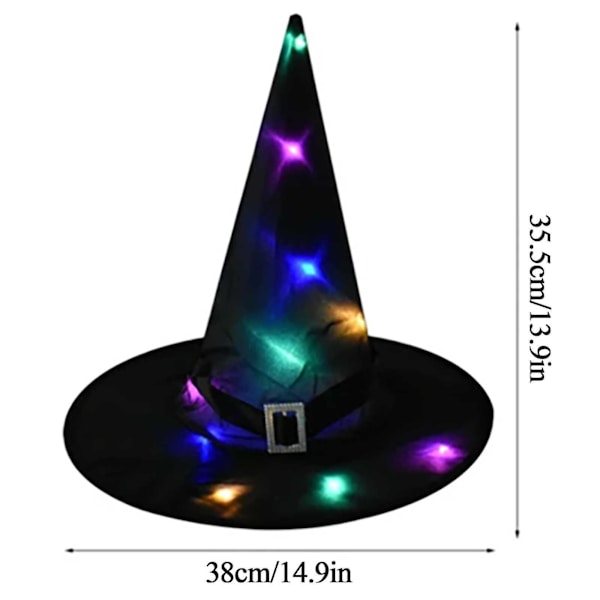Halloween Lysande Hatt Barn Vuxen Fest Dansfest Klä Upp Häxhatt