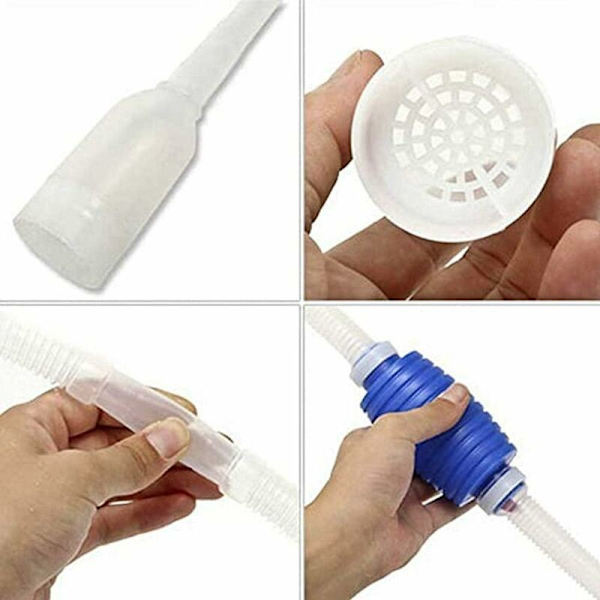 Akvariehävert sug anordning, lång hävert slang, rengör grus, sandtvätt, vattenbyte hävert pump, vakuum vatteninjektionsslang, 1,7 cm lång