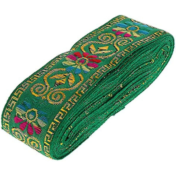 Jacquard Trim Braid Broderad Band Craft Sy Retro Boho Etnisk Tyg Band Trim För Sömnad Hantverk Projekt 7m 6 Stilar Att Välja (Gul)