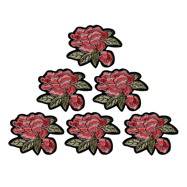 6 st Ros Broderade Märken Kläder Tyg Patch Applikation Dekoration DIY