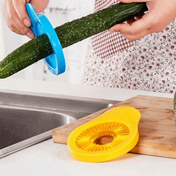 Frukt- och grönsaksborste All-around Wrapping Borst Ring Form Rengöringsborste（Gul）