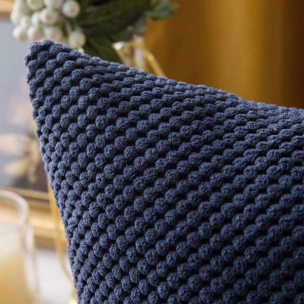 Set med 2 örngott Ananas Granulat Mjuk Solid Dekorativ Kvadratisk Örngott Kudde för Soffa Sovrum Bil 18x18 Tum 45x45cm Mörkblå