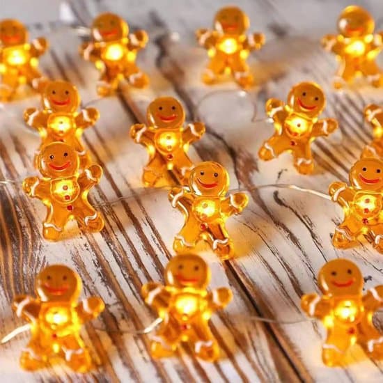 Pepperkakemann-lyslenke - 2 meter LED-juledekorasjon - julebelysning hvit XXS