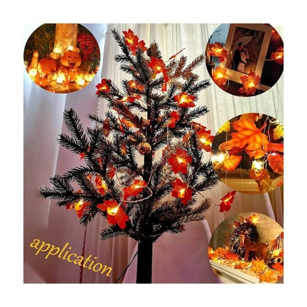 20 ahornbladlys, 3m lange, perfekt til efterårs- og juledekorationer, halloweendekorationer, festdekorationer, julebordsdekorationer