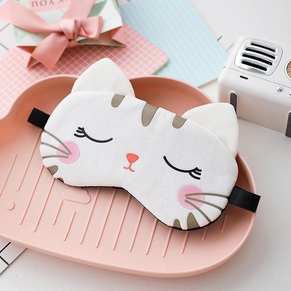 Söt ögonmask för sovande 3 stycken tecknad katt hund ansikte ögonlock rolig djur sovmask mjuk lätt natt sovmasker kitty (katt)