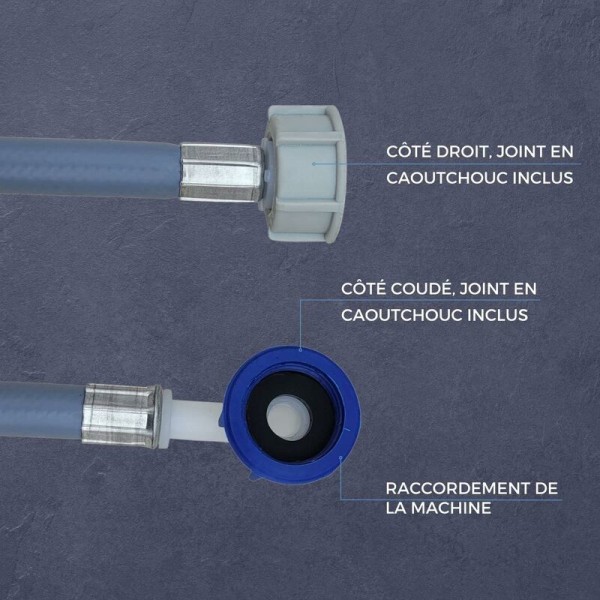 Vandslange til vaskemaskine opvaskemaskine 2964 tilslutningslængde 3,0 m I 3/4 vinklet/lige med samling I Universal brug vandslange