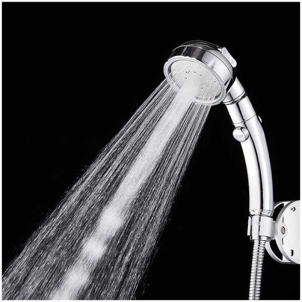 Trehastighetsduschhuvud, enknappsvattenavstängning, power -shower, handdusch, avtagbart och tvättbart duschmunstycke, duschmunstycke
