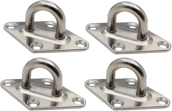 4 stycken 8mm rostfria ögleplatta, metalldiamant ögleplatta, däckklämma krok, fast spänne, markis