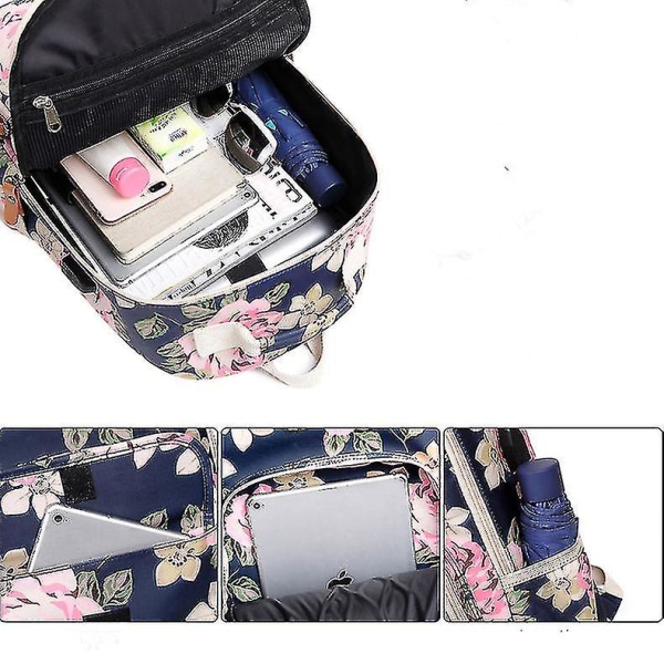 Laptop Ryggsäck, Blomma Vattentät USB Ryggsäck, Resa Skola College