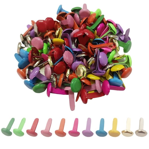 100st Multicolor Split Pins Pastell Metall Brad Fästelement Mini Brads Round Brads För pysselhantverk Projekt Scrapbooking Office