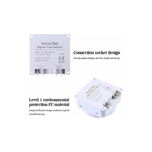 Elektroninen ajastin DC12V 16A 28 ohjelmaa Ohjelmoitava LCD-näyttö