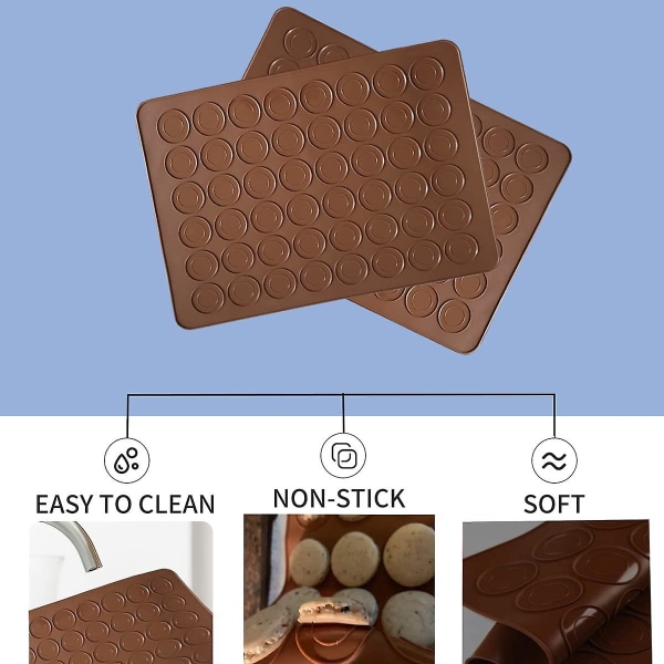 Silikonbakningsmattor, Non-stick Macaron Bakningsmattor, Bpa Free Macaron Bakplåt, Macaron - Pack Om 2