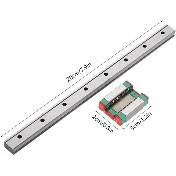 Lineær Skinne - Lineær Føringskinne Miniatur Lineær Føringskinne LML12B 12mm Bredde Glideblok 1 Styk (200mm)