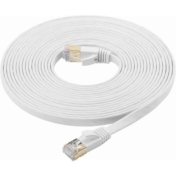 Fosto Cat7 Ethernet-kabel 30m Kategori 7 Platt RJ45 Hög hastighet 10 Gbps LAN Internet För Xbox, PS4, Modem, Router, Switch, PC, TV Box 8m Vit?