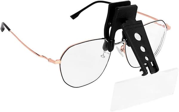 Clip-on-lupp 1,5x 2,5x 3,5x, 3 utbytbara linser kläms fast på glasögon
