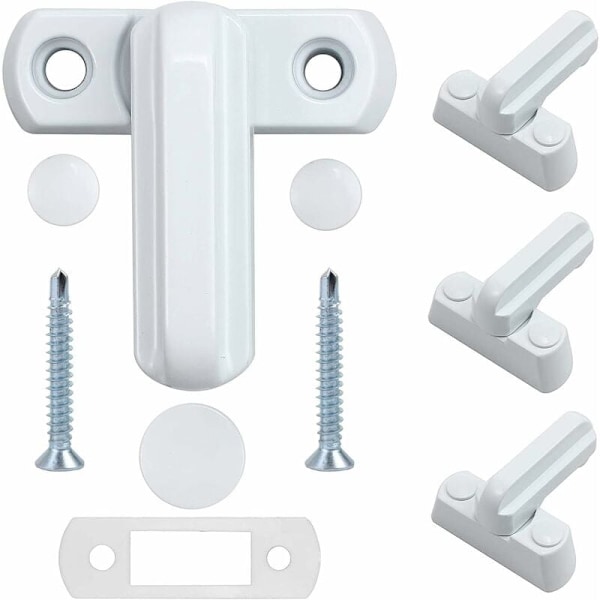 4 Fönsterlås Zinklegering 4PCS Vit Dörrlås Hemmasäkerhet för olika dörrfönster hemmasäkerhet la/PVC