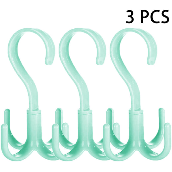Roterande sjalväska Organizer för slipsställ och bälte Organizer, 3-pack plastväska Hängare för bälten, slipsar, väska, handväska, halsdukar, grön