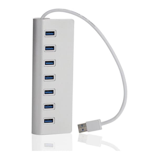 Aluminium USB 3.0 Hub, 7 Super Speed USB 3.0 Dataporte, Kompatibel med Windows PC Laptop