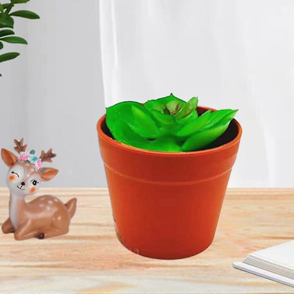 Konstgjord Bonsai Kompakt Långvarig Grön Realistisk Liten Konstgjord Sukkulent med Kruka Trädgårdsdekor（6）