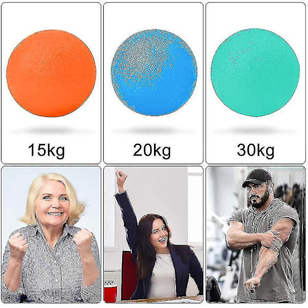 Handterapikulor Set av 3 Finger handled Osteoartrit Träning（Orange-blå-grön）