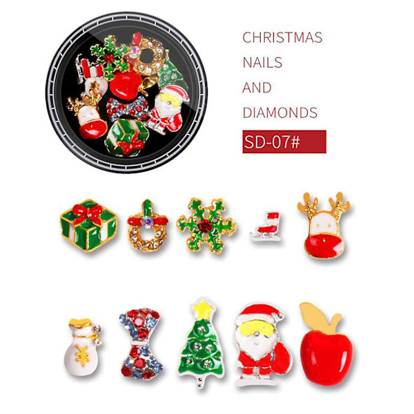 Jultomte Snöflinga Present Legering Pärla Blandad Nagel Rhinestone