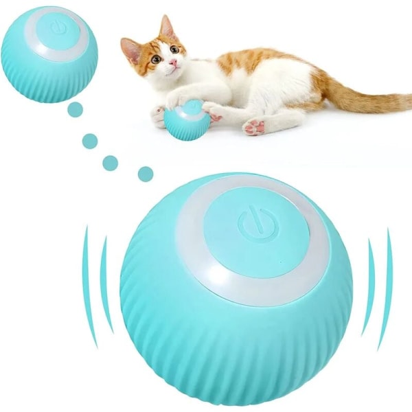 2x Smart Auto Rolling Cat Toy with Capnip, Electric Interactive USB Cat Toy for Indoor Play Training, 4.3cm, Blue