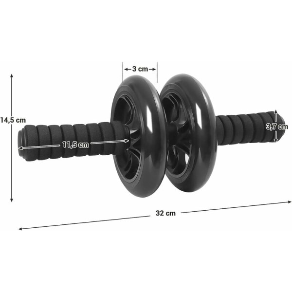 Mavehjul, AB-hjul, skridsikkert, bodybuilding, fitnesstræning, sort