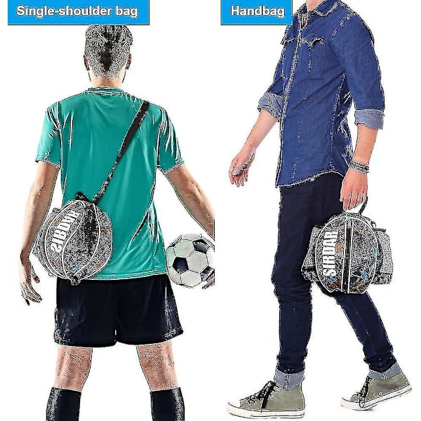 Basketryggsäck med bollpump 2 nålar, storlek 7/29,5" Basketväska med justerbar axelrem 2 mesh , sportutrustningsväska för