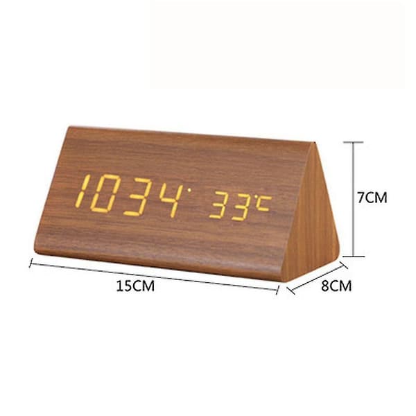 Led Kreativ Digital Träklocka Temperatur Evighetskalender Laddningsbar Röstklocka