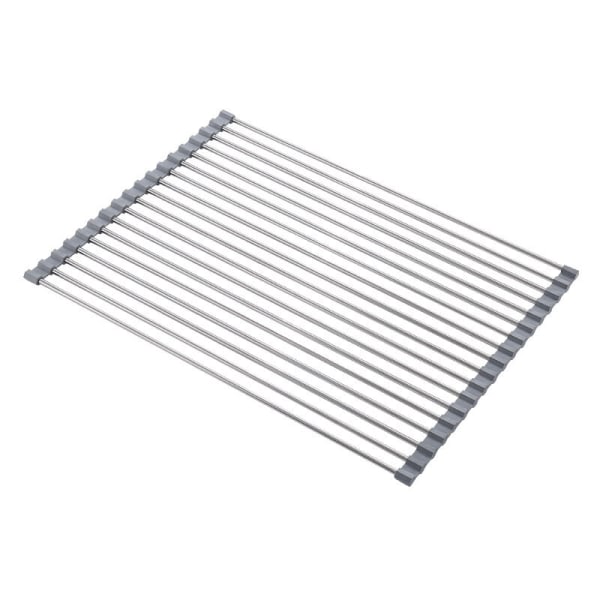 Foldbar bestik afløbsstativ over vasken bestik afløbsstativ til køkkenvask grå 47x36 cm