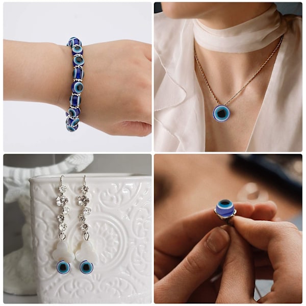 100 st blåa onda öga pärlor ögonkula pärlor handgjorda harts pärlor berlocker för Diy armband halsband smycken gör 8MM
