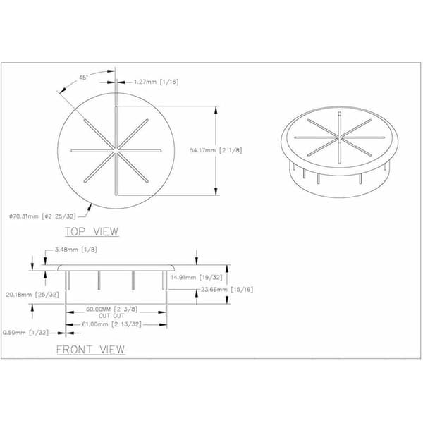 Triomphe Flexibla Kabelgenomföringar i Plast - Svart - Diameter: 60mm 3-pack