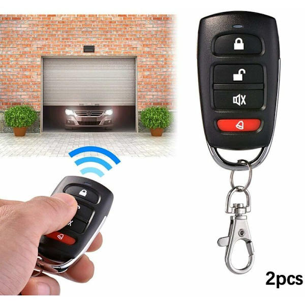 Sæt med 2 universelle garageport-kloningsnøglefobs fjernbetjening 433 MHz 4-knaps kloner til garageport, elektrisk port osv.