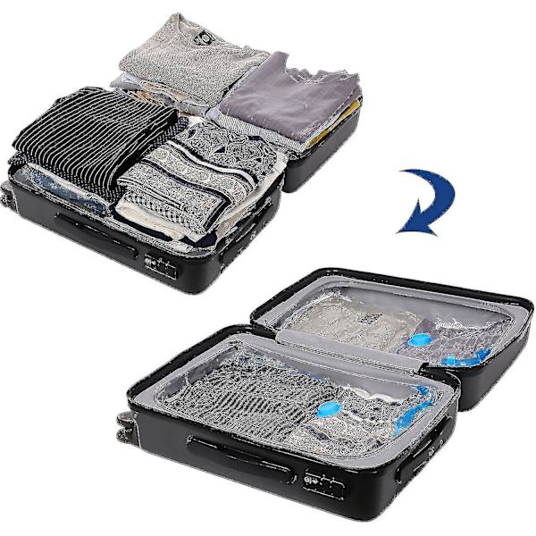 Songmics vakuumpåsar, 15-pack, förvaringsväskor, kompressionspåsar, återanvändbara, för sängkläder, kläder, kuddar och täcken, 4 stora (80 x