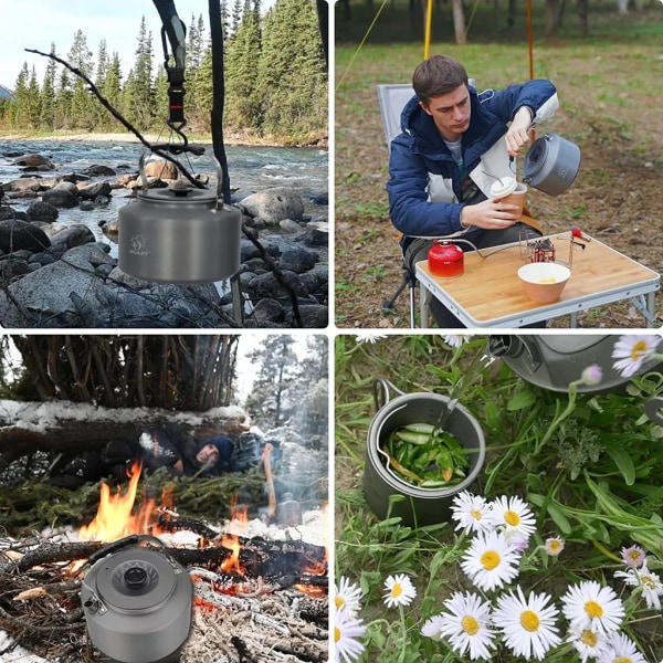 1,1L Aluminium Vattenkokare Tekanna Kaffeemugg Camping Vattenkokare (Svart)