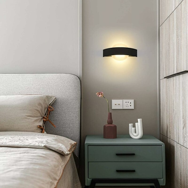 LED indendørs væglampe, moderne vægbelysning, 3000K varm hvid jern og akryl, ??16cm, 7W, ganglampe til stue, arbejdsværelse, soveværelse, trappe