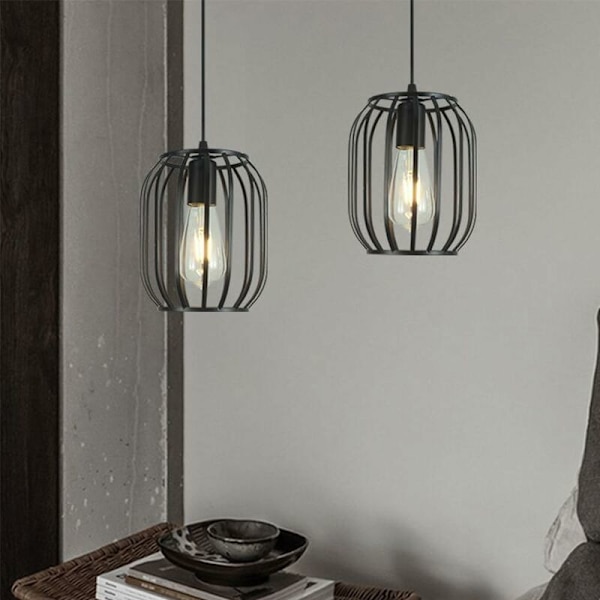 E27 Vintage-riippuvalaisin, teollinen metallihäkkikattovalaisin, vintage-riippuvalaisin, rautakattokruunu olohuoneeseen, makuuhuoneeseen (B)