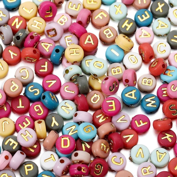 Bokstavspärlor För Träning, Ca. 1000 bitar, 4 x 7 mm, färgglada bokstavspärlor, runda hantverkspärlor, bokstäver A-z pärlor