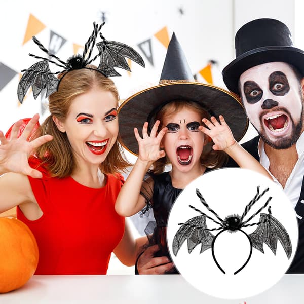 Halloween Fladdermus Spindelhuvudband Silver