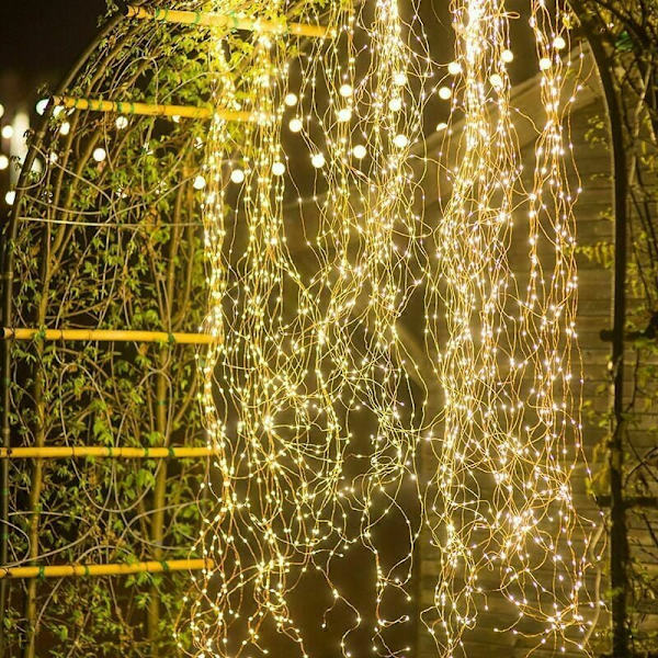 10 Strängar 100 LED Solcellslampor Vattentäta Dekorativa Guld Koppartrådslampor för Trädgård Julgran