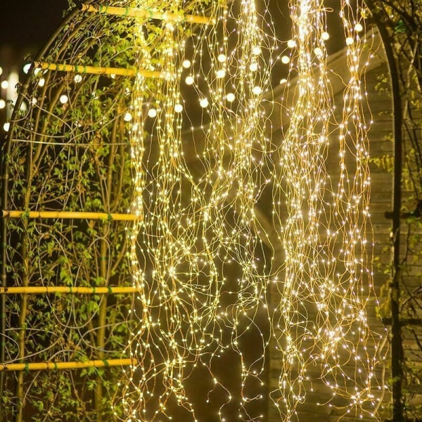 10 strängar 100 LED-soldrivna strängljus Vattentäta dekorativa gyllene koppartrådsljus för trädgårdsjulgran